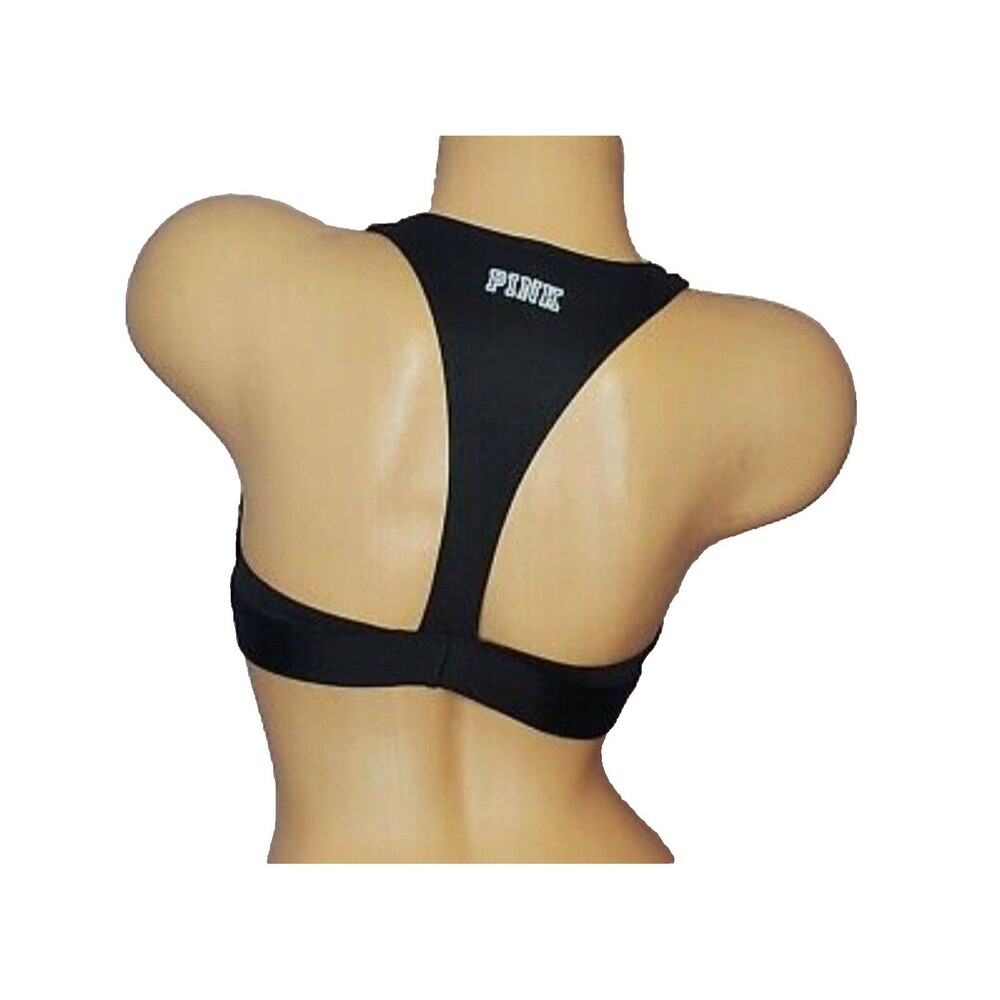 PINK Victoria’s Secret Sports Bra XS Black Wireless Light Support Racerback